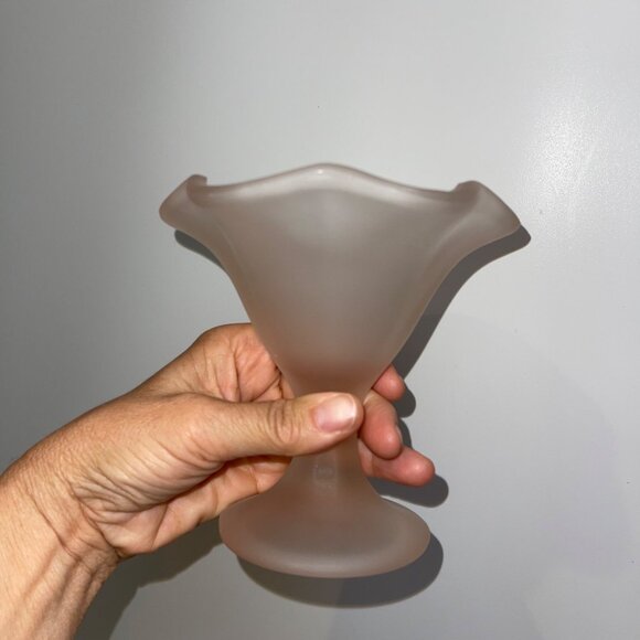 Fidenza Primavera Vintage Cups Pink Satin Frosted Dessert Set of 4 Italy - Picture 5 of 6